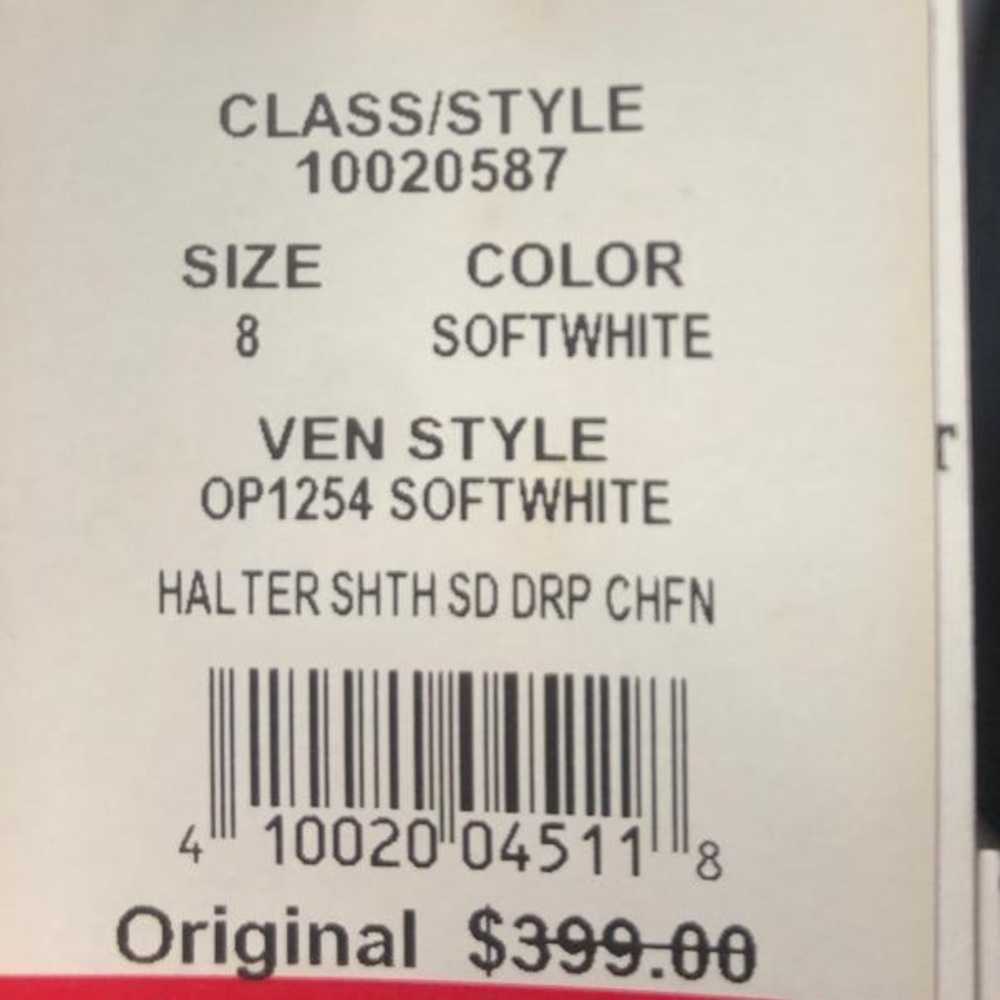 DAVID'S BRIDAL COLLECTION chiffon halter sheath wedding dress Size 8 Soft White - Picture 4 of 4